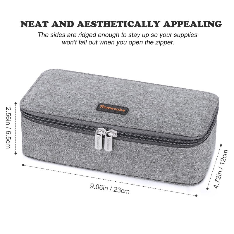 Homecube Pencil Case Capacious Pen Pencil Holder Box Makeup Pens Pouch Oxford Cloth Bag Large Storage Stationery Organizer with Zipper for School & Office - Gray - Image 4